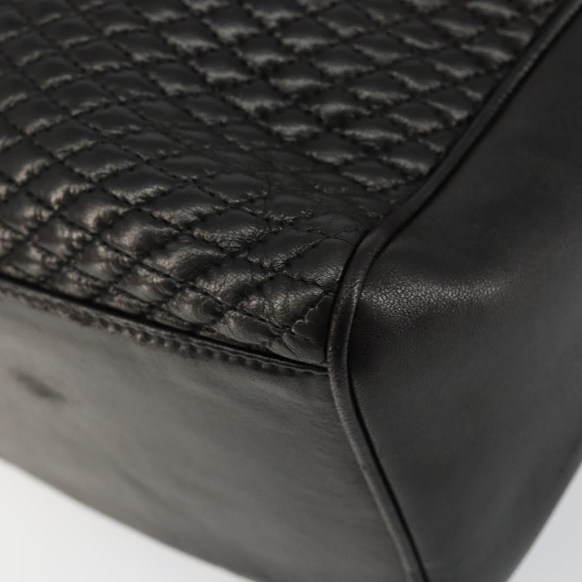 Bally Vintage Quilted Leather Black Leather Handbag (Pre-Owned)