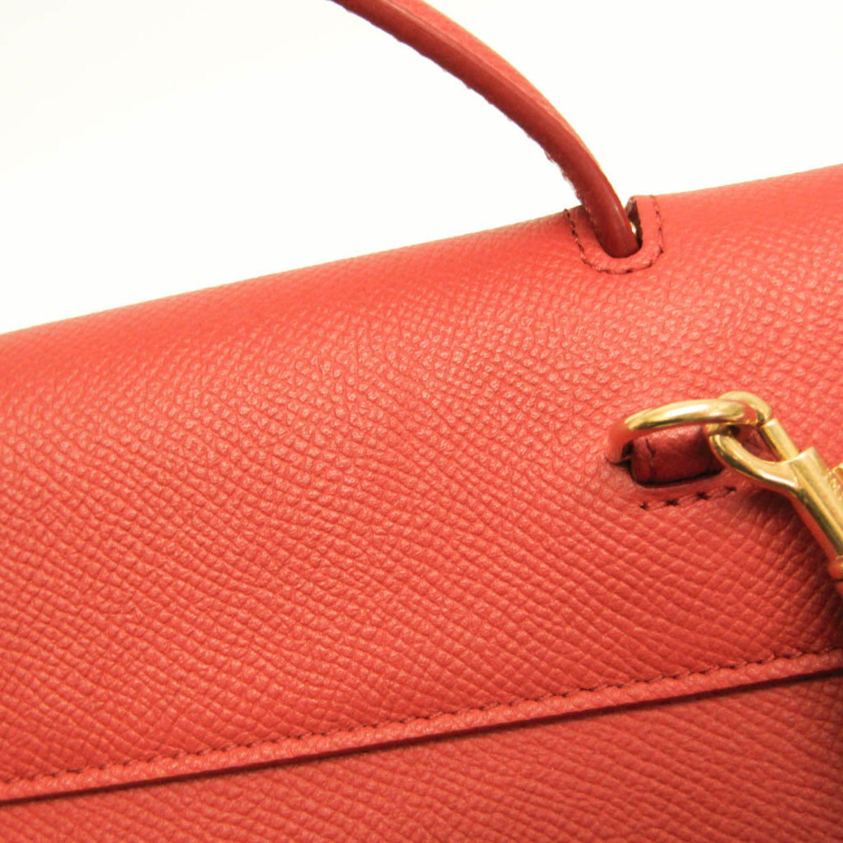 Celine Belt Textured Leather Red Leather Handbag (Pre-Owned)