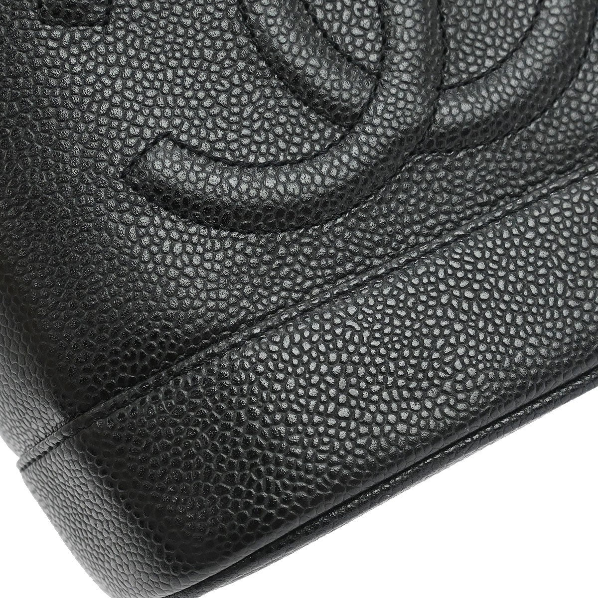 Chanel Vintage Timeless Cosmetic Case Caviar Black Leather Handbag (Pre-Owned)
