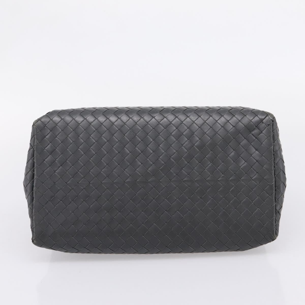 Bottega Veneta Roma Intrecciato Nappa Gray Leather Handbag (Pre-Owned)