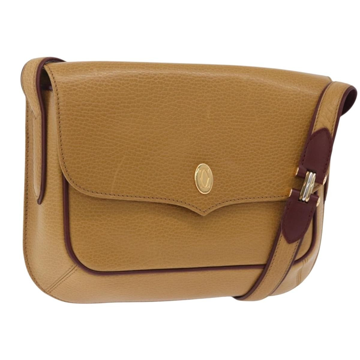 Cartier Must De Cartier Leather Beige Leather Shoulder Bag Bag (Pre-Owned)