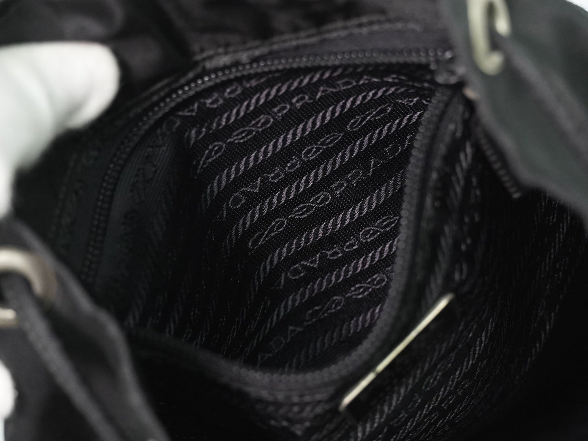 Prada Front Pocket Buckle Nylon Black Nylon Backpack Bag (Pre-Owned)
