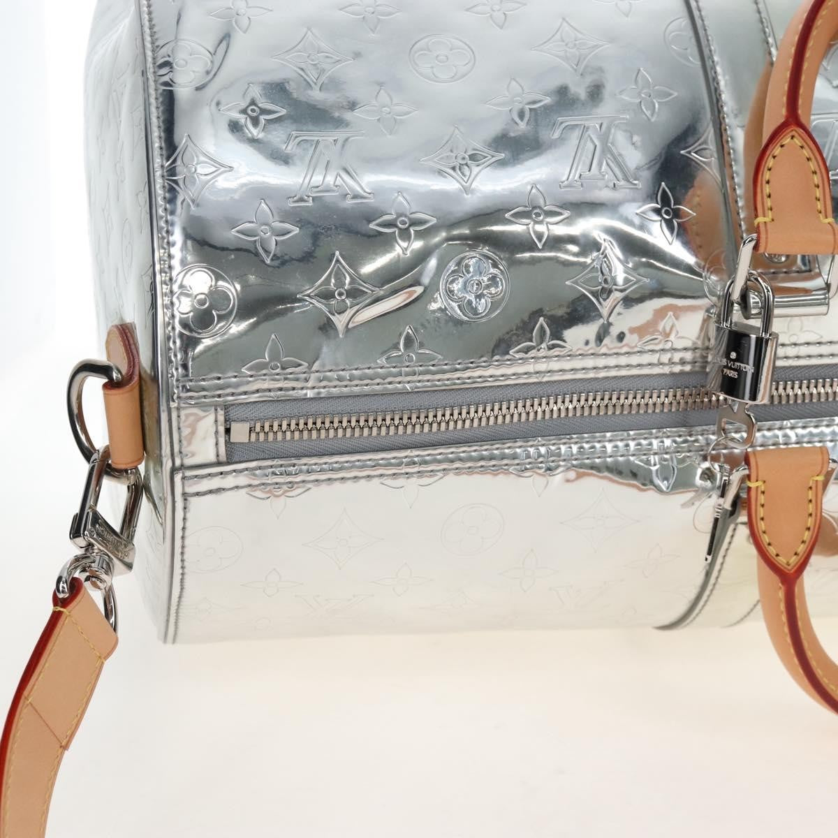 Louis Vuitton Keepall Bandouliere Monogram Mirror Coated Canvas Silver Leather Travel Bag Bag (Pre-Owned)