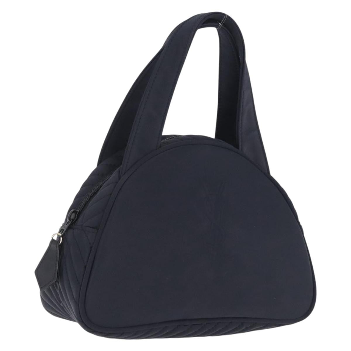 Saint Laurent Vintage Quilted Top Handle Bag Nylon Navy Nylon Handbag (Pre-Owned)