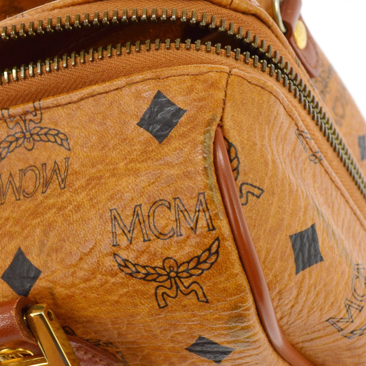 MCM Visetos Logogramme Leather Brown Leather Handbag (Pre-Owned)