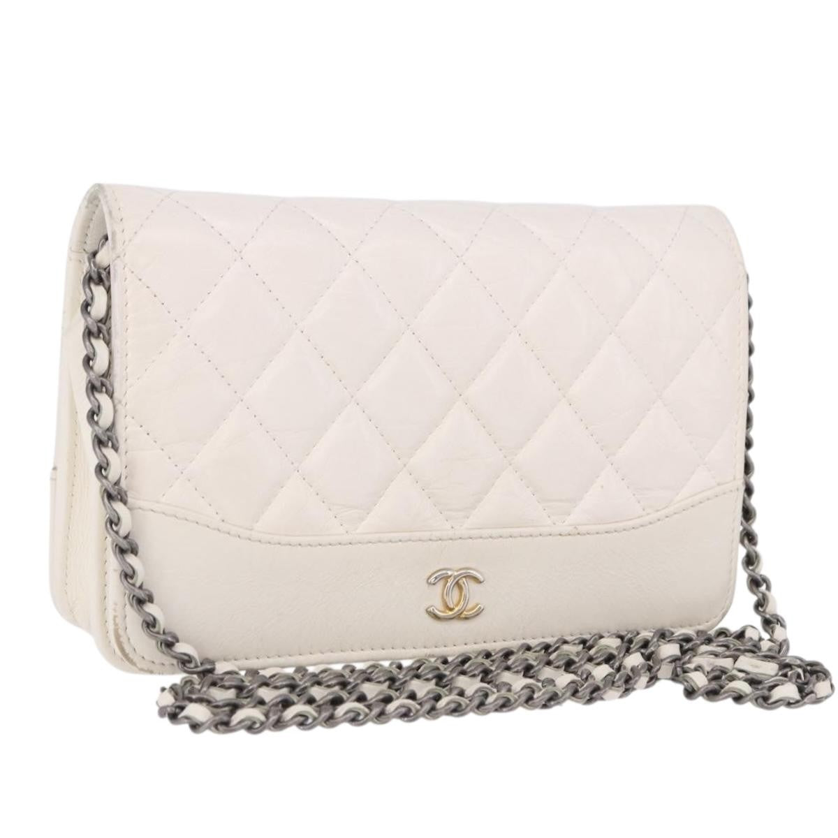 Chanel Wallet On Chain Lambskin White Leather Shoulder Bag Bag (Pre-Owned)