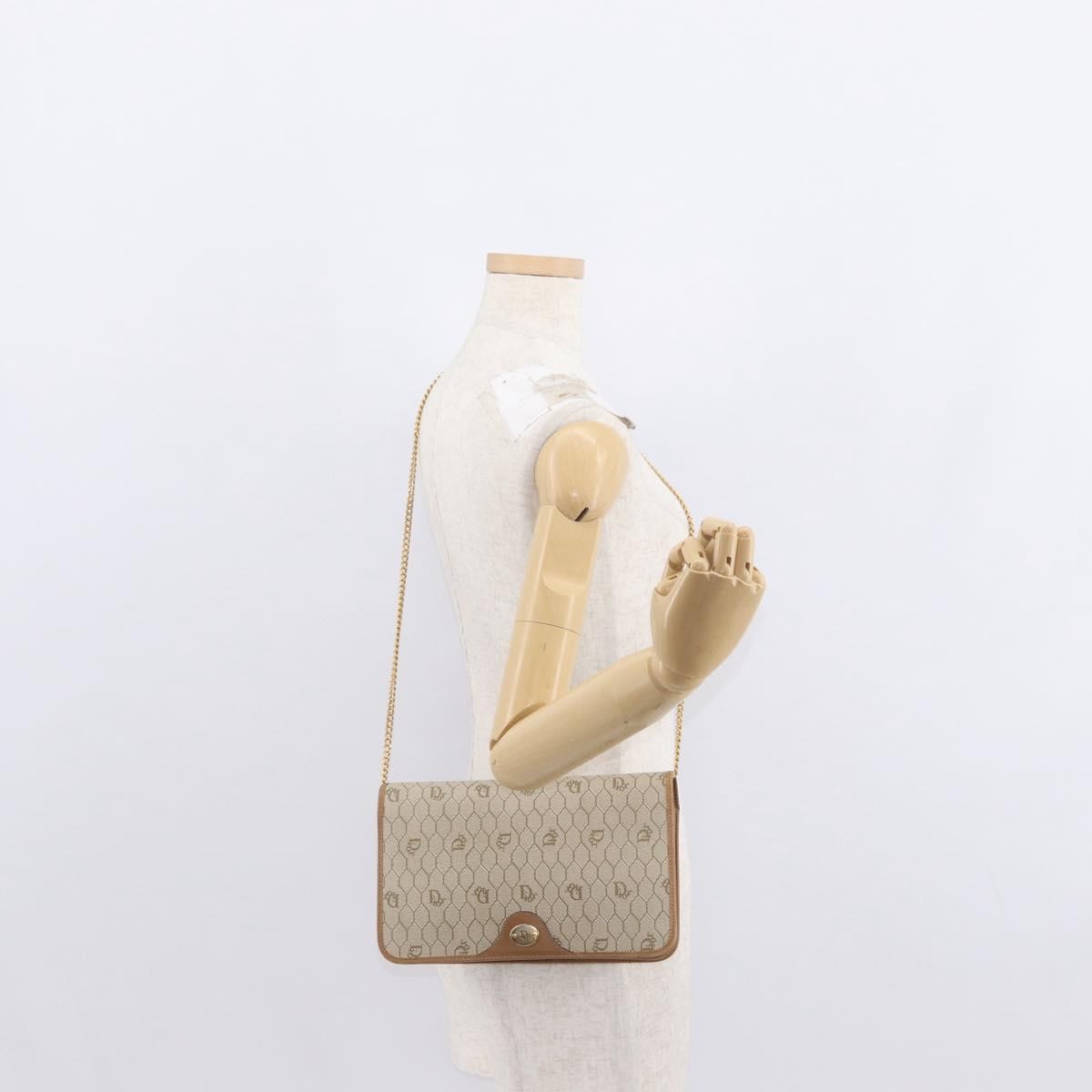 Christian Dior Vintage Honeycomb Zip Coated Canvas Beige Canvas Clutche & Pouche Bag (Pre-Owned)