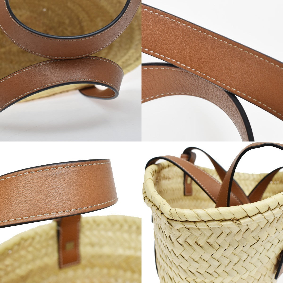 Loewe Basket Woven Raffia With Applique Beige Wicker Tote Bag Bag (Pre-Owned)