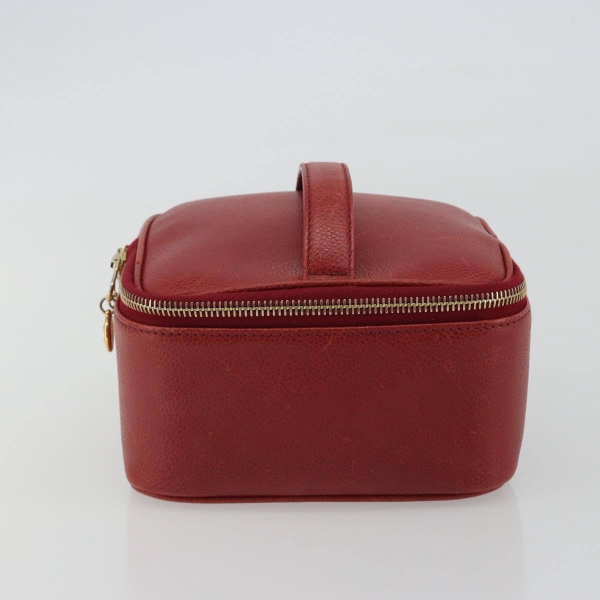 Chanel Vintage Timeless Cosmetic Case Caviar Red Leather Clutche & Pouche Bag (Pre-Owned)