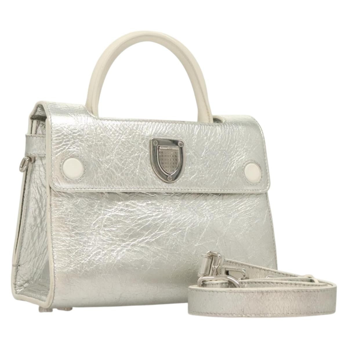 Christian Dior Diorever Leather Silver Leather Bag (Pre-Owned)