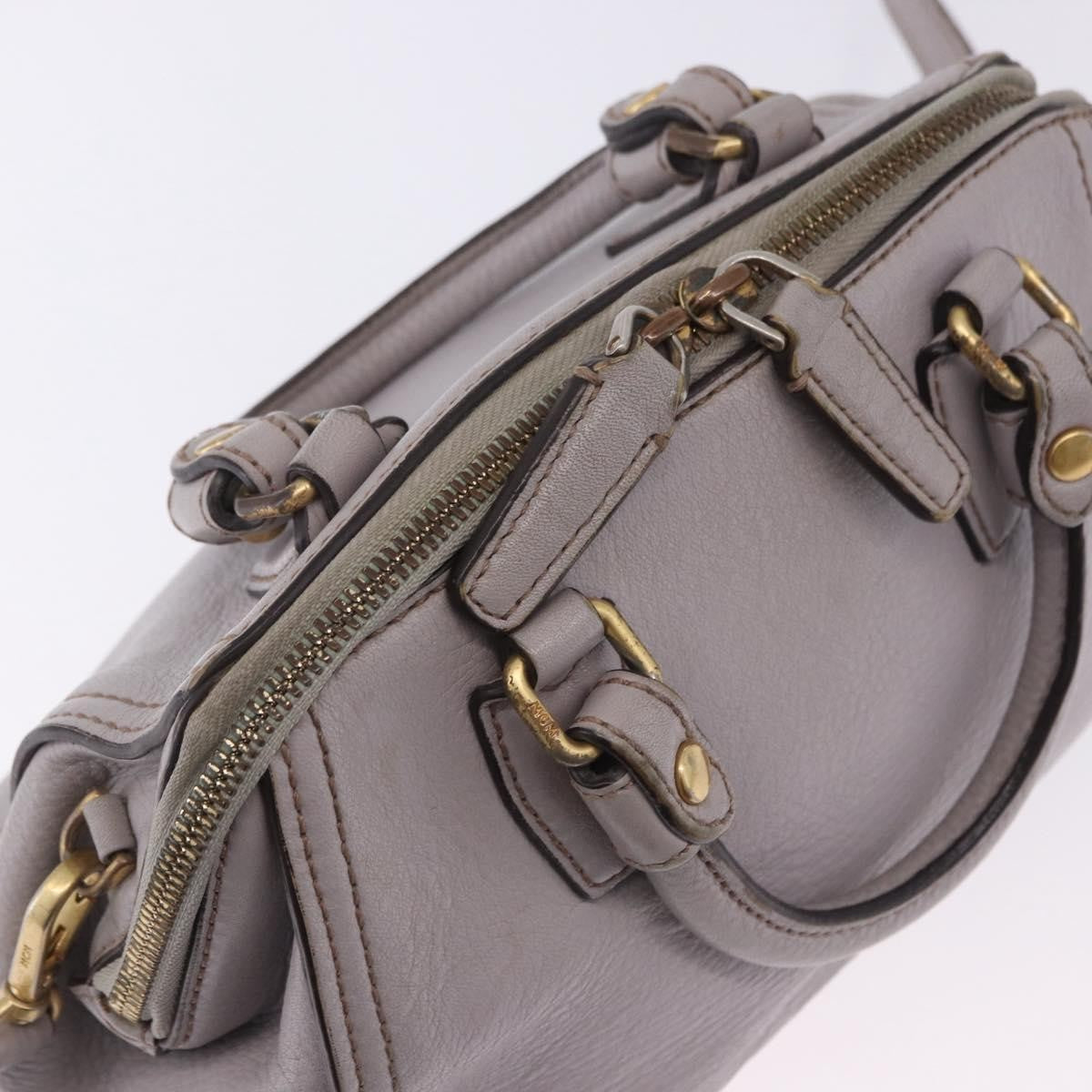 MCM Vintage Leather Gray Leather Handbag (Pre-Owned)