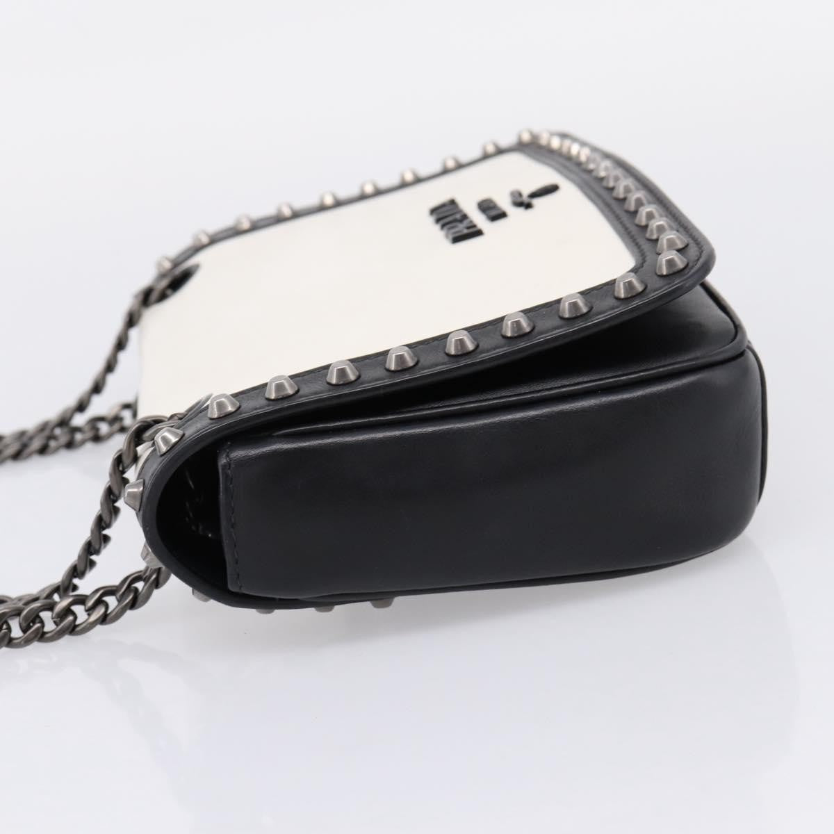 Prada Chain Flap Studded Glace Calf White Leather Shoulder Bag Bag (Pre-Owned)