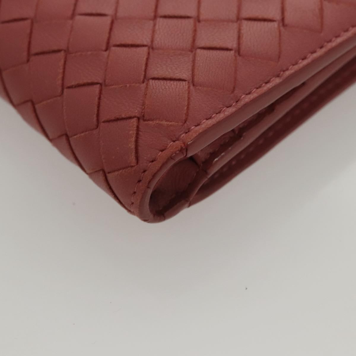 Bottega Veneta Bifold Coin Pocket Card Holder Intrecciato Nappa Pink Leather Wallets Accessory (Pre-Owned)