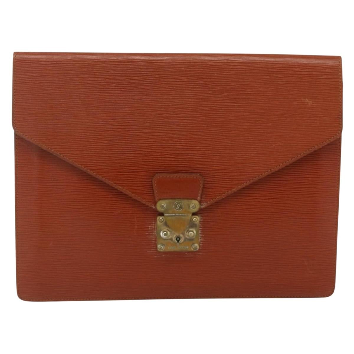 Louis Vuitton Porte-Documents Senateur Epi Leather Brown Leather Clutche & Pouche Bag (Pre-Owned)