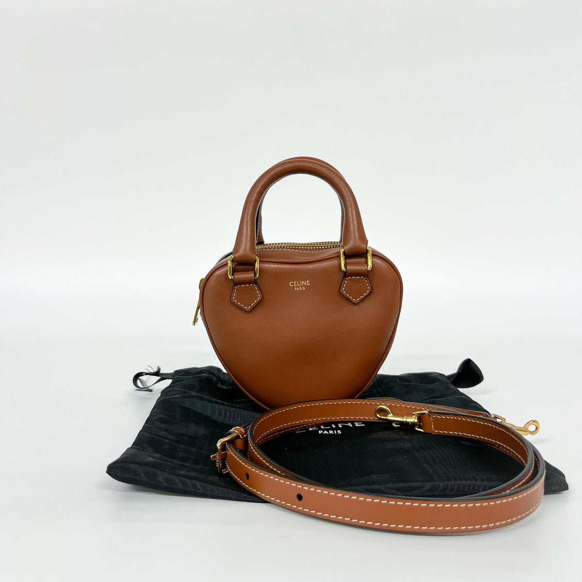 Celine Heart Leather Brown Calfskin Handbag (Pre-Owned)
