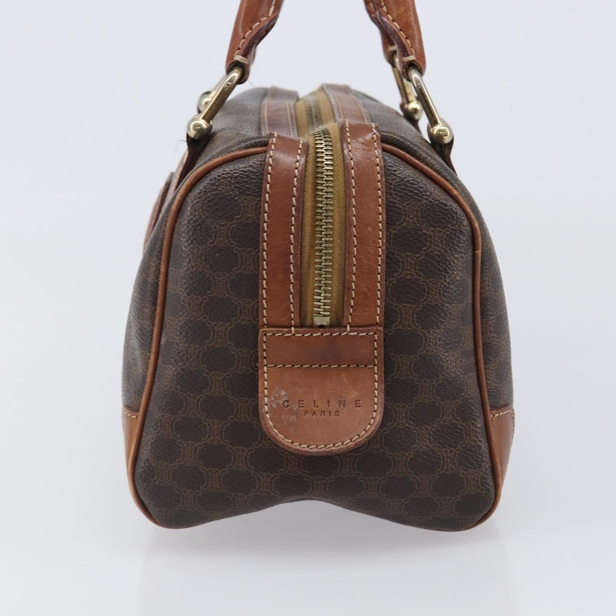 Celine Boston Triomphe Coated Canvas Brown Pvc Handbag (Pre-Owned)