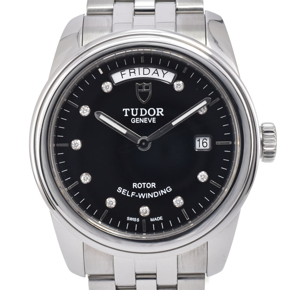 Tudor Glamour Day Date Automatic Stainless Steel With Diamonds Watch (Pre-Owned)