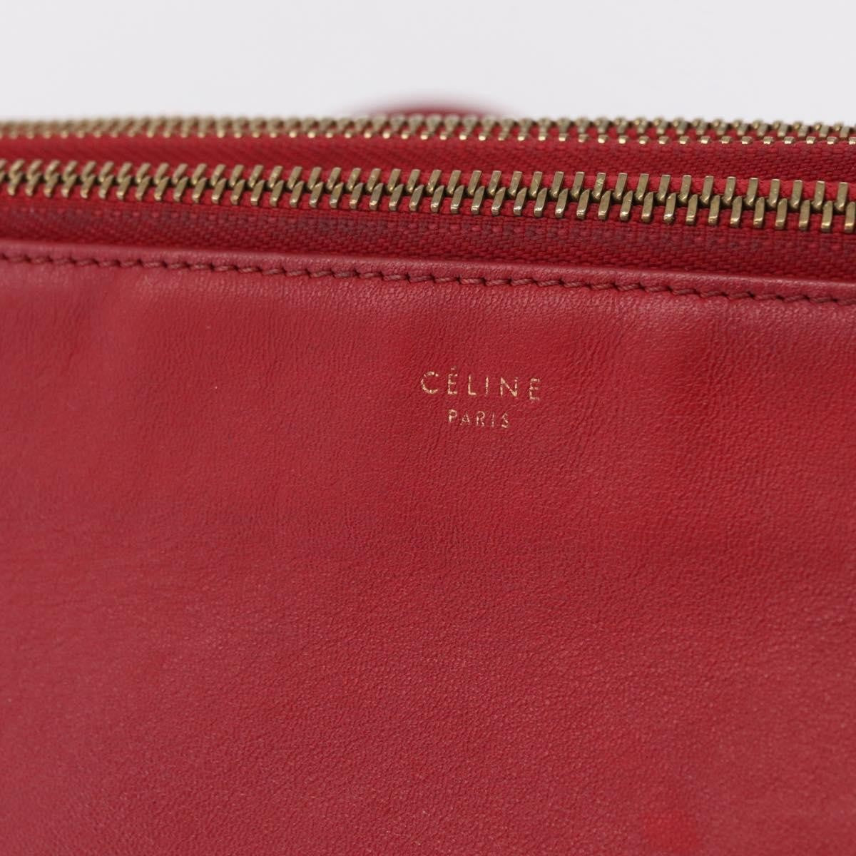 Celine Trio Leather Red Leather Crossbody Bag Bag (Pre-Owned)