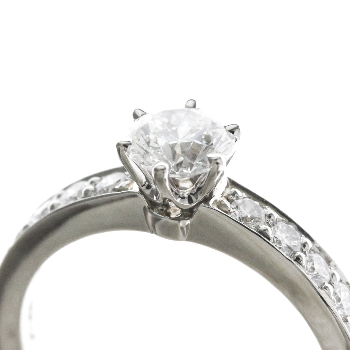 Tiffany & Co. Solitaire Ring With Channel Set Band Platinum With Rbc Diamond F/Vs1 Silver Platinum Ring Jewelry (Pre-Owned)