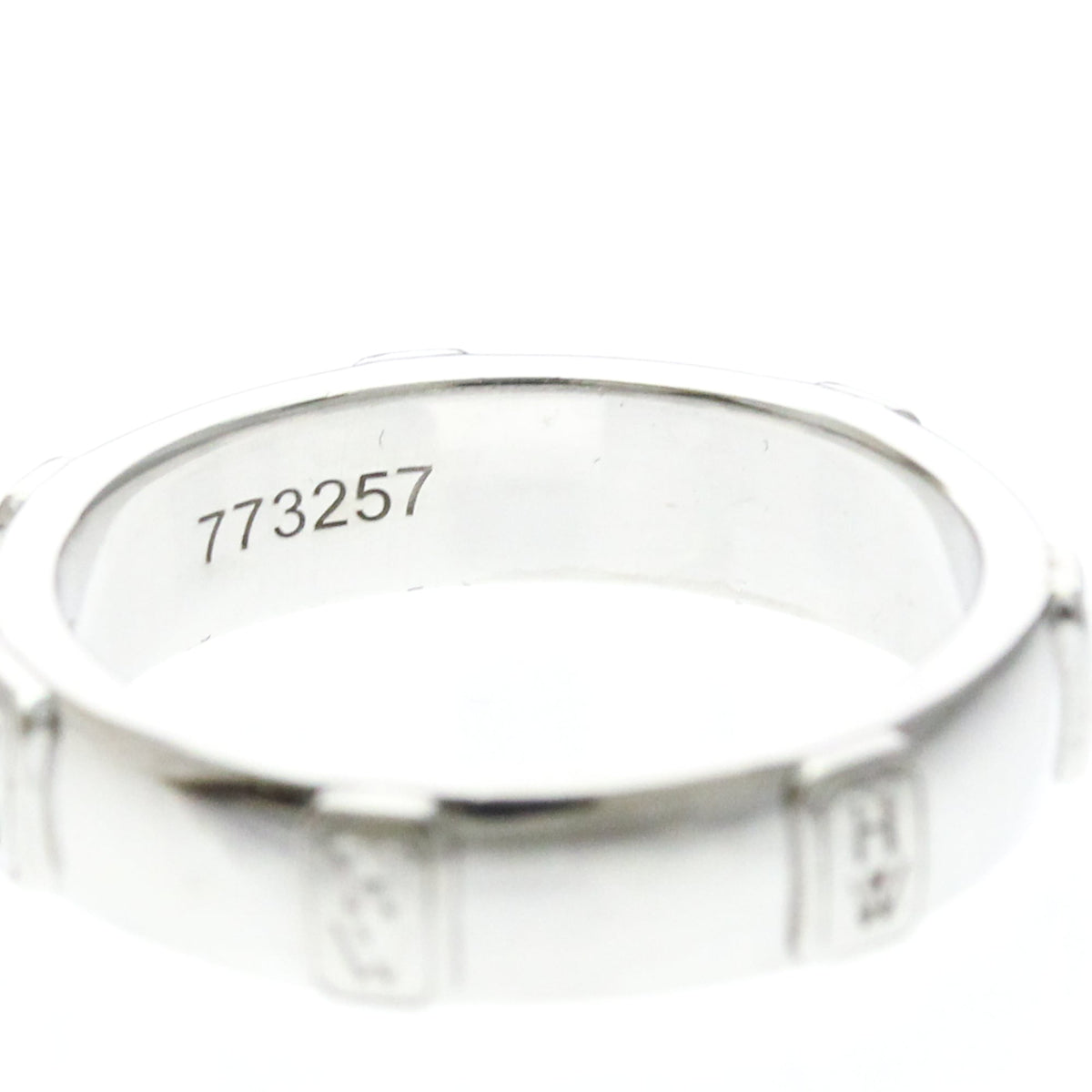Harry Winston Hw Logo Band 18K White Gold With Diamond Silver White_Gold Ring Jewelry (Pre-Owned)