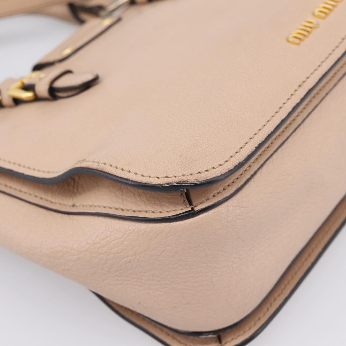 Miu Miu Madras Convertible Lock Leather Beige Leather Tote Bag Bag (Pre-Owned)