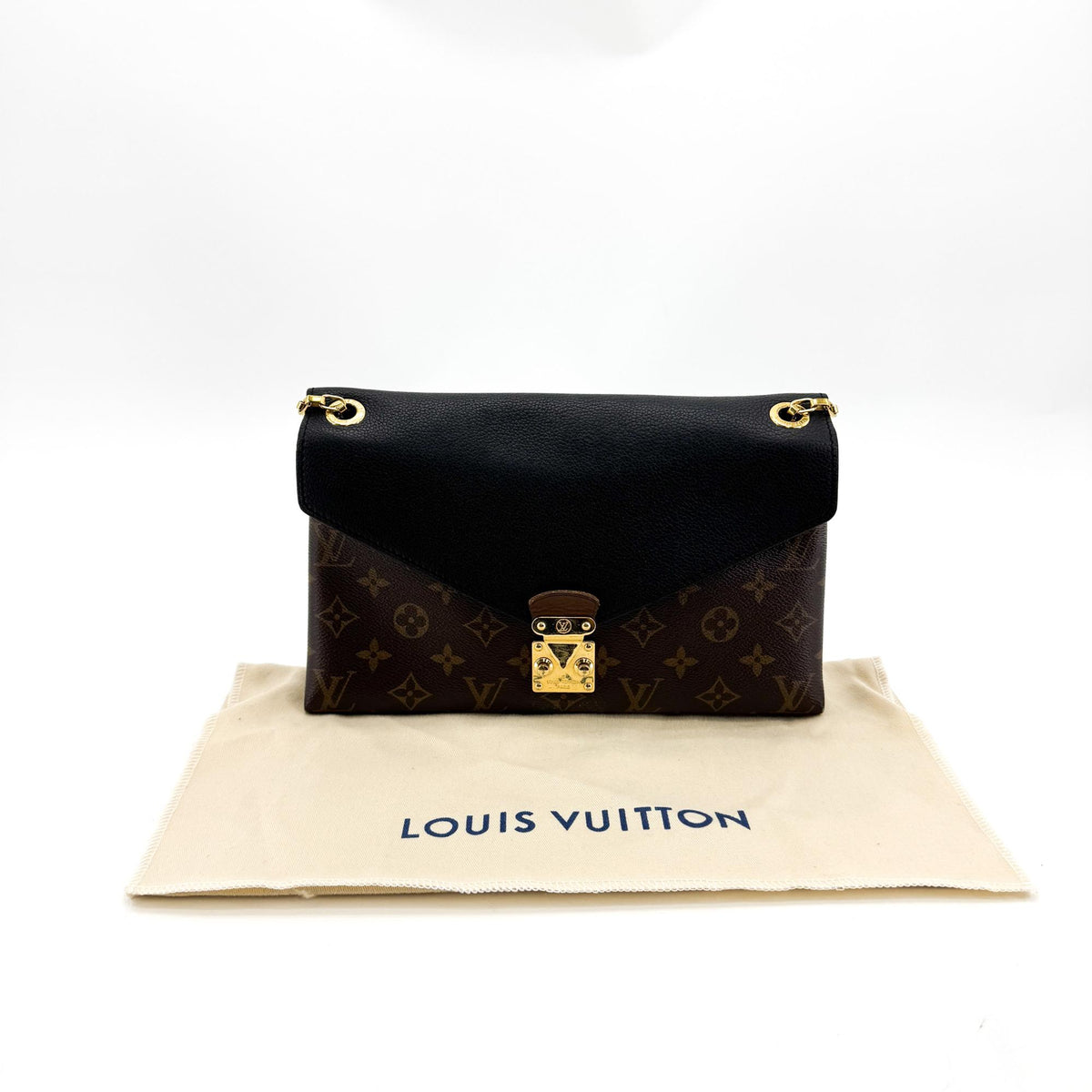 Louis Vuitton Pallas Chain Monogram Canvas And Calfskin Black Canvas Shoulder Bag Bag (Pre-Owned)