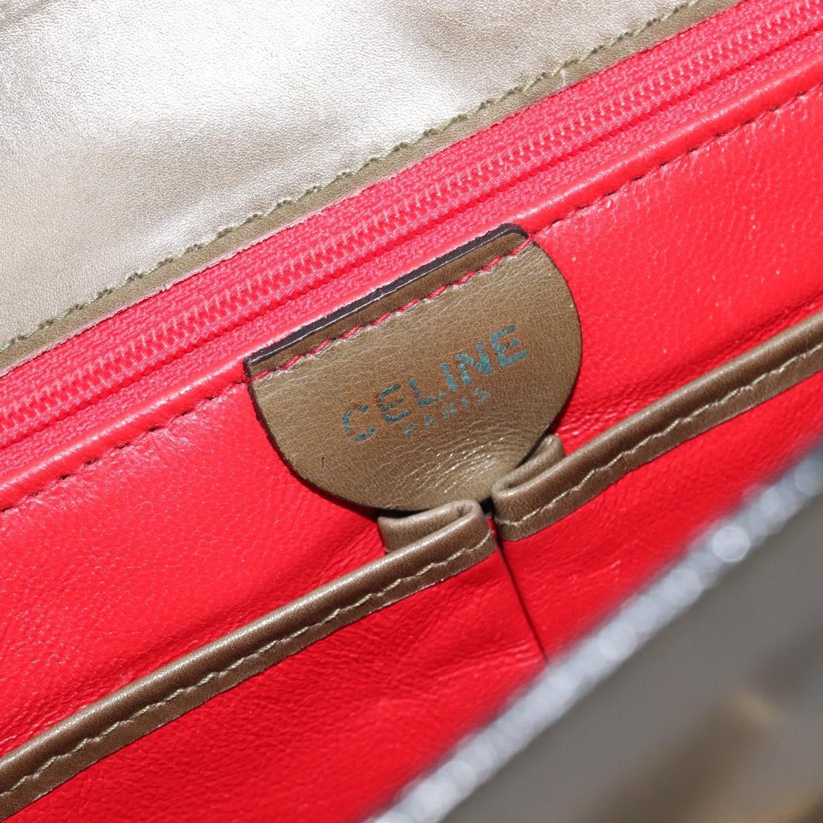 Celine Shoulder Leather Khaki Leather Shoulder Bag Bag (Pre-Owned)