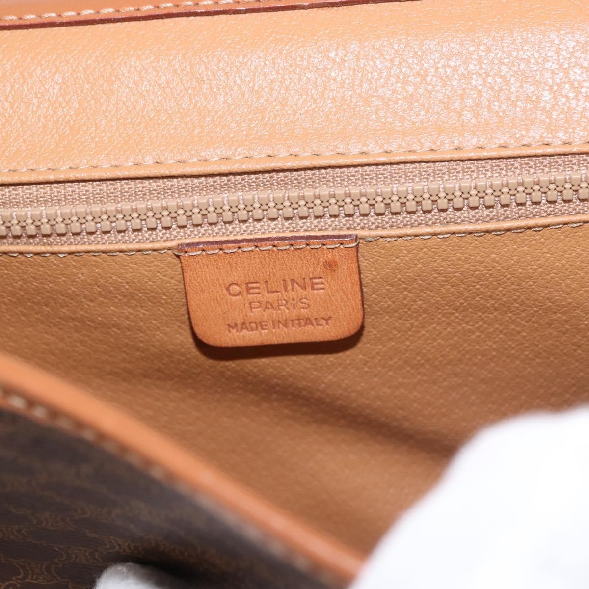 Celine Vintage Macadam Canvas And Leather Brown Canvas Shoulder Bag Bag (Pre-Owned)