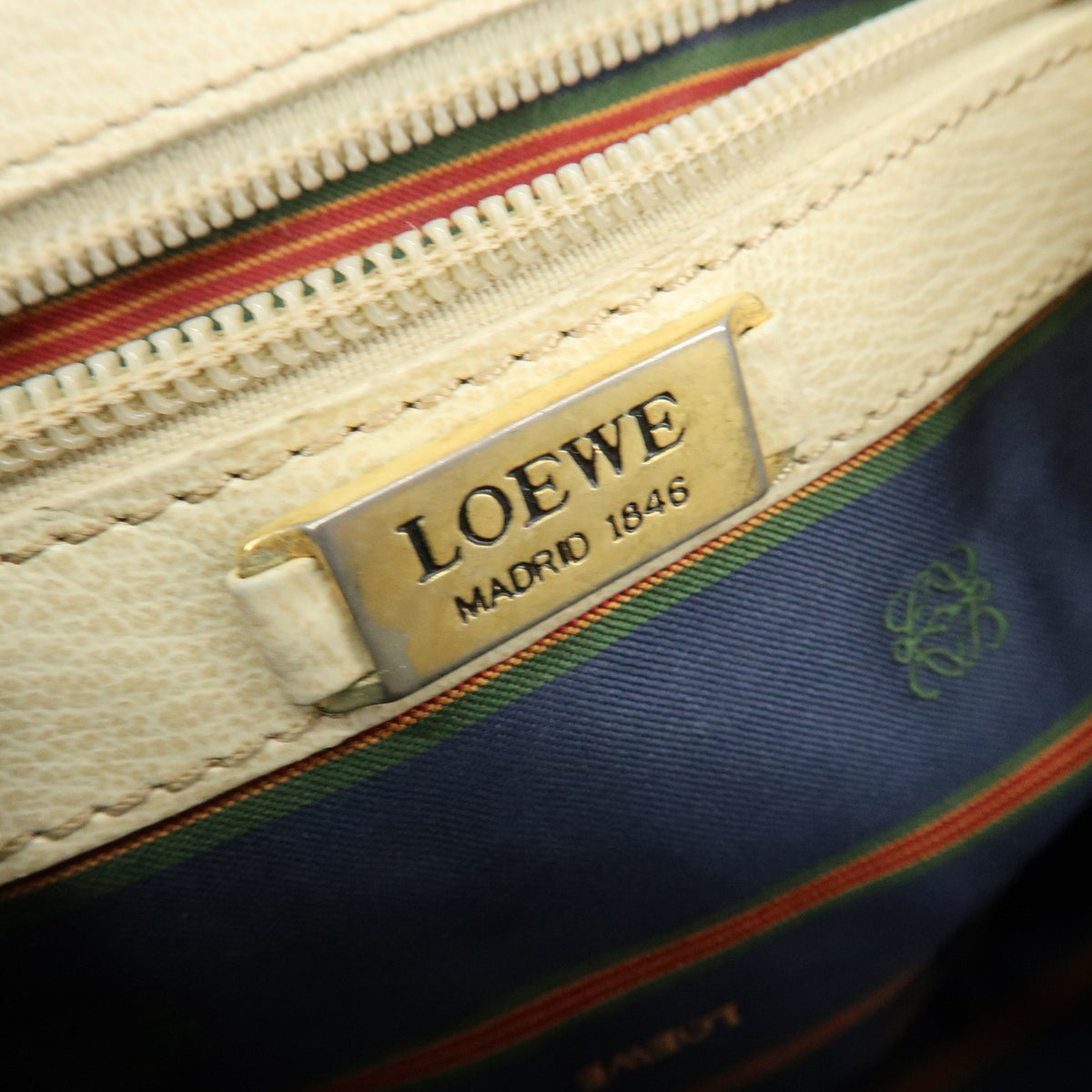 Loewe Vintage Velazquez Top Handle Leather Beige Leather Handbag (Pre-Owned)
