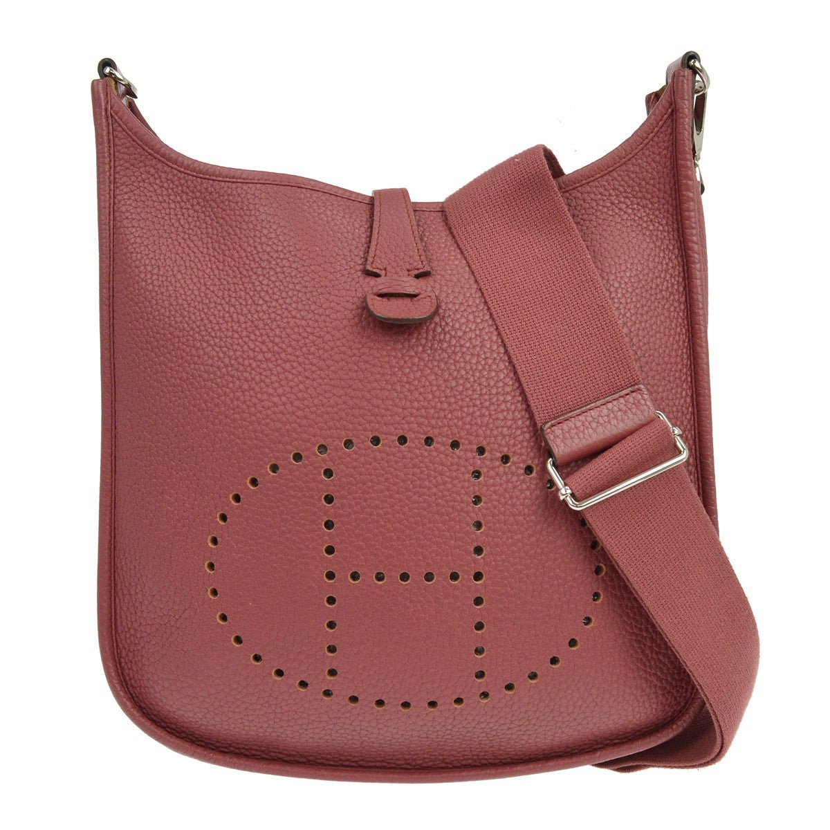 Hermes Evelyne Bag Gen Iii Clemence Burgundy Leather Shoulder Bag Bag (Pre-Owned)