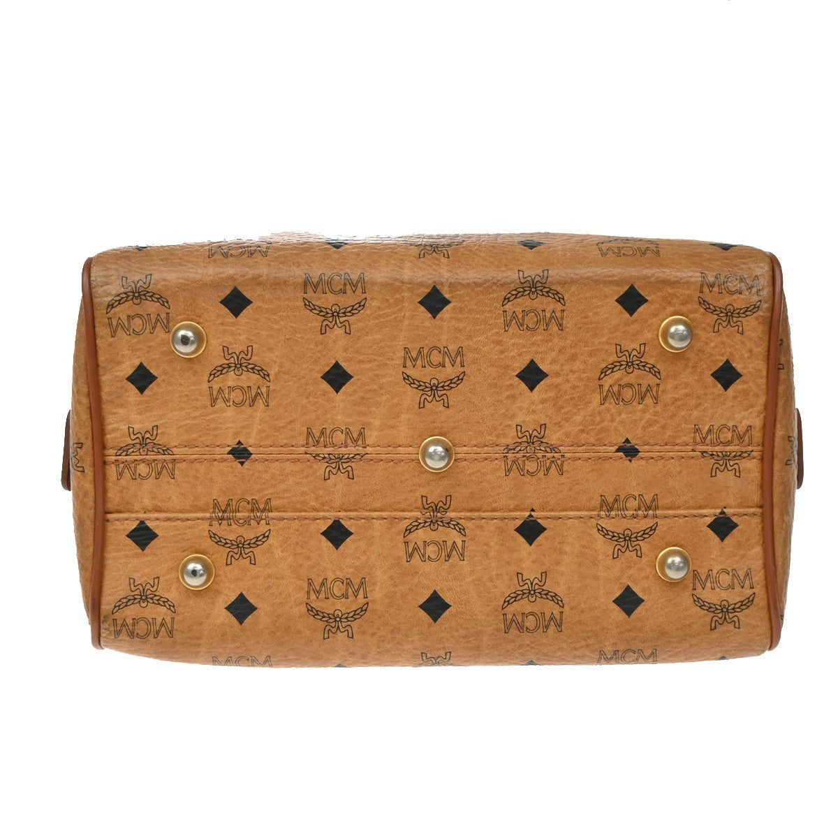 MCM Visetos Logogramme Canvas And Leather Brown Leather Handbag (Pre-Owned)