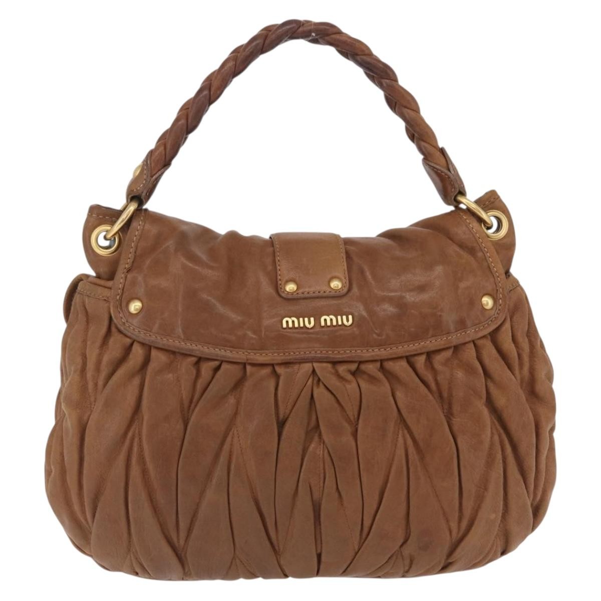 Miu Miu Coffer Convertible Hobo Matelasse Leather Brown Leather Shoulder Bag Bag (Pre-Owned)