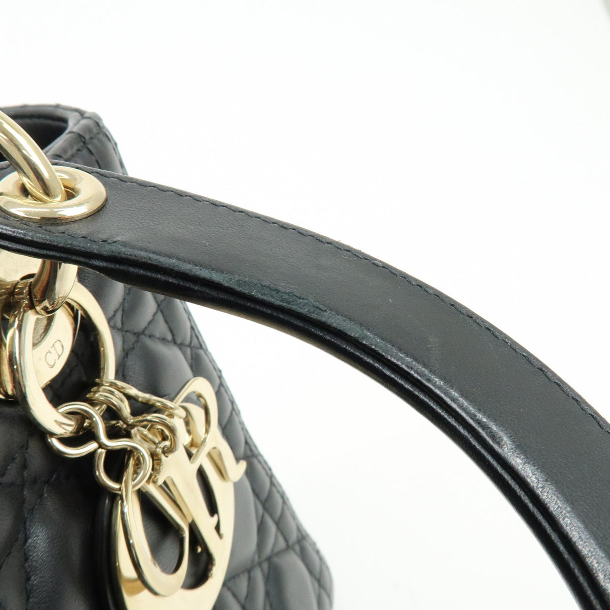 Christian Dior Lady Dior Black Leather Handbag (Pre-Owned)