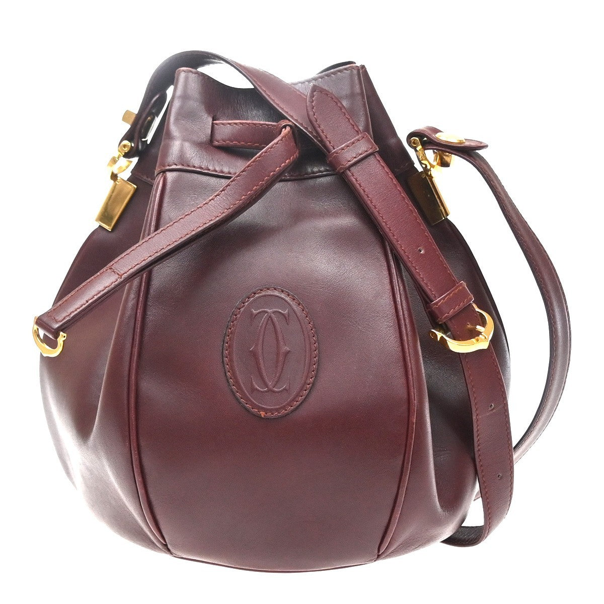Cartier Must De Cartier Leather Burgundy Leather Shoulder Bag Bag (Pre-Owned)