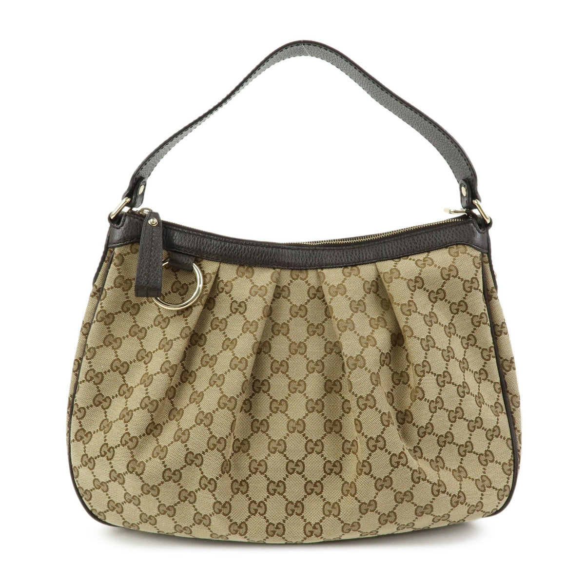 Gucci Sukey Hobo Gg Canvas With Leather Beige Canvas Shoulder Bag Bag (Pre-Owned)