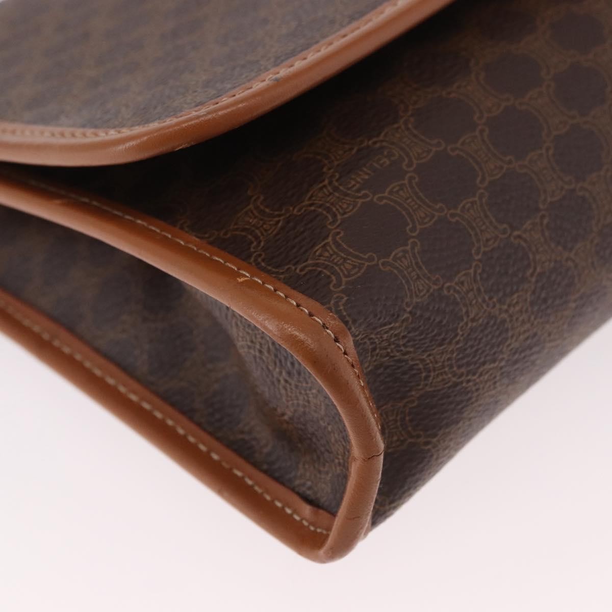 Celine Vintage Macadam Canvas And Leather Brown Canvas Shoulder Bag Bag (Pre-Owned)