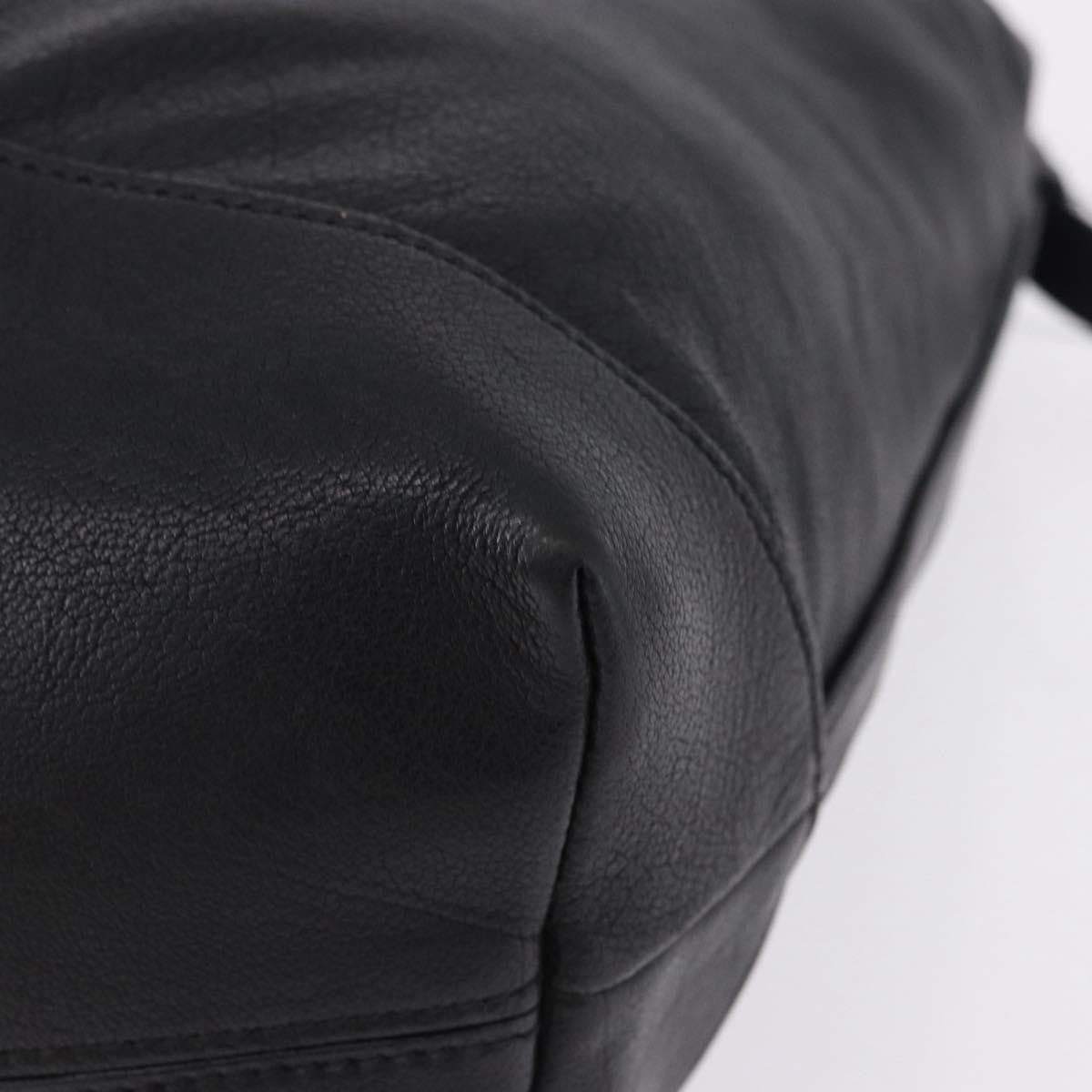 Miu Miu Zip Front Pocket Shopping Tote Leather Black Leather Shoulder Bag Bag (Pre-Owned)
