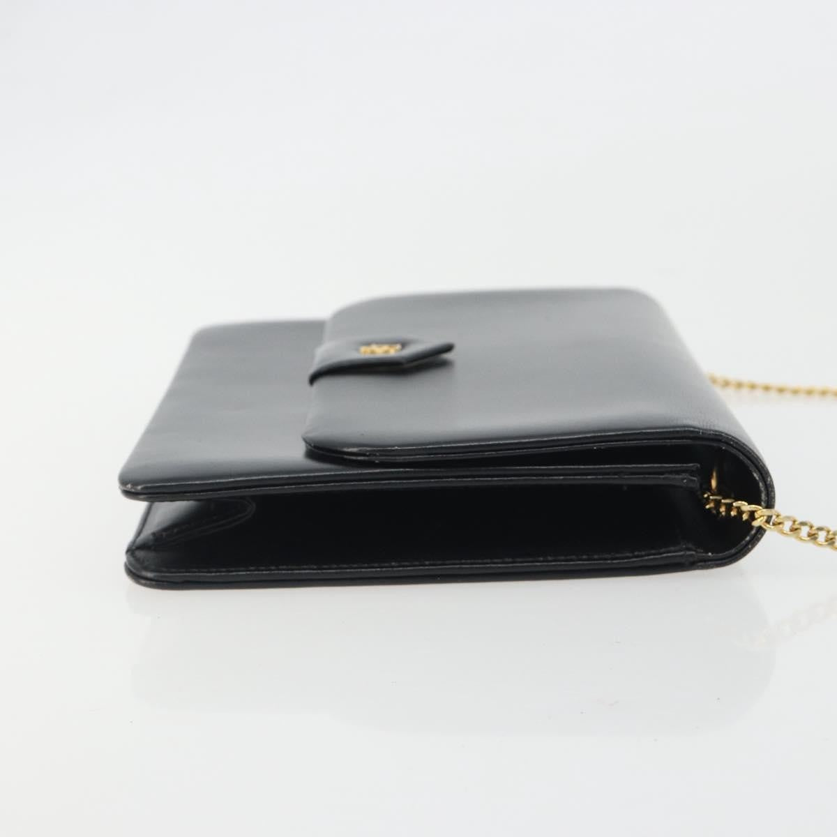 Christian Dior Vintage Clipper Closure Clutch With Logo Leather Black Leather Crossbody Bag Bag (Pre-Owned)