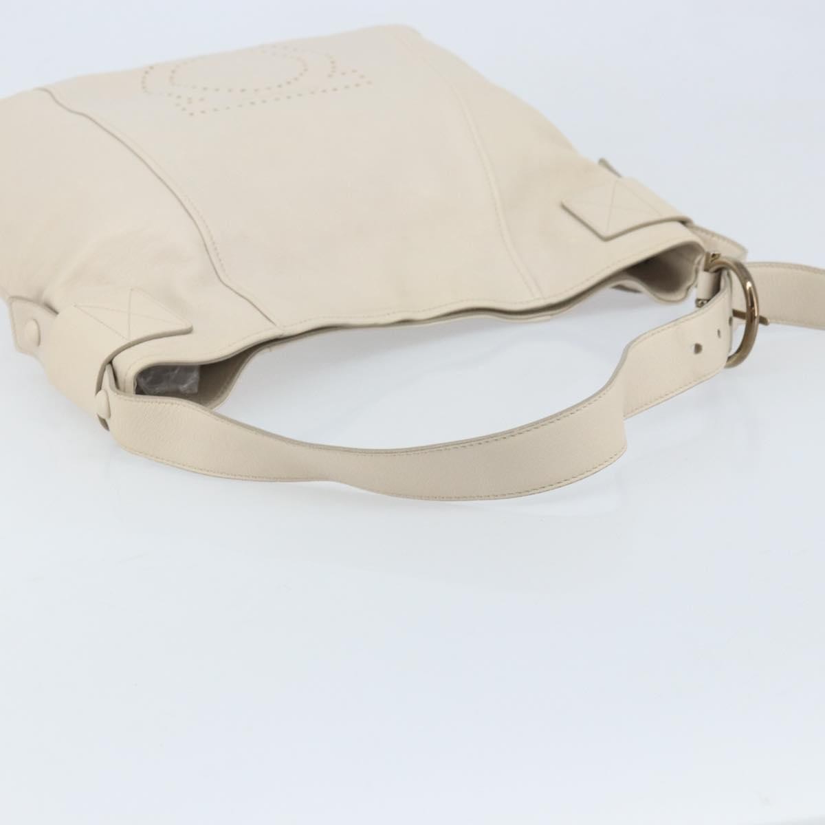 Salvatore Ferragamo Vintage Gancini Hobo Leather White Leather Shoulder Bag Bag (Pre-Owned)