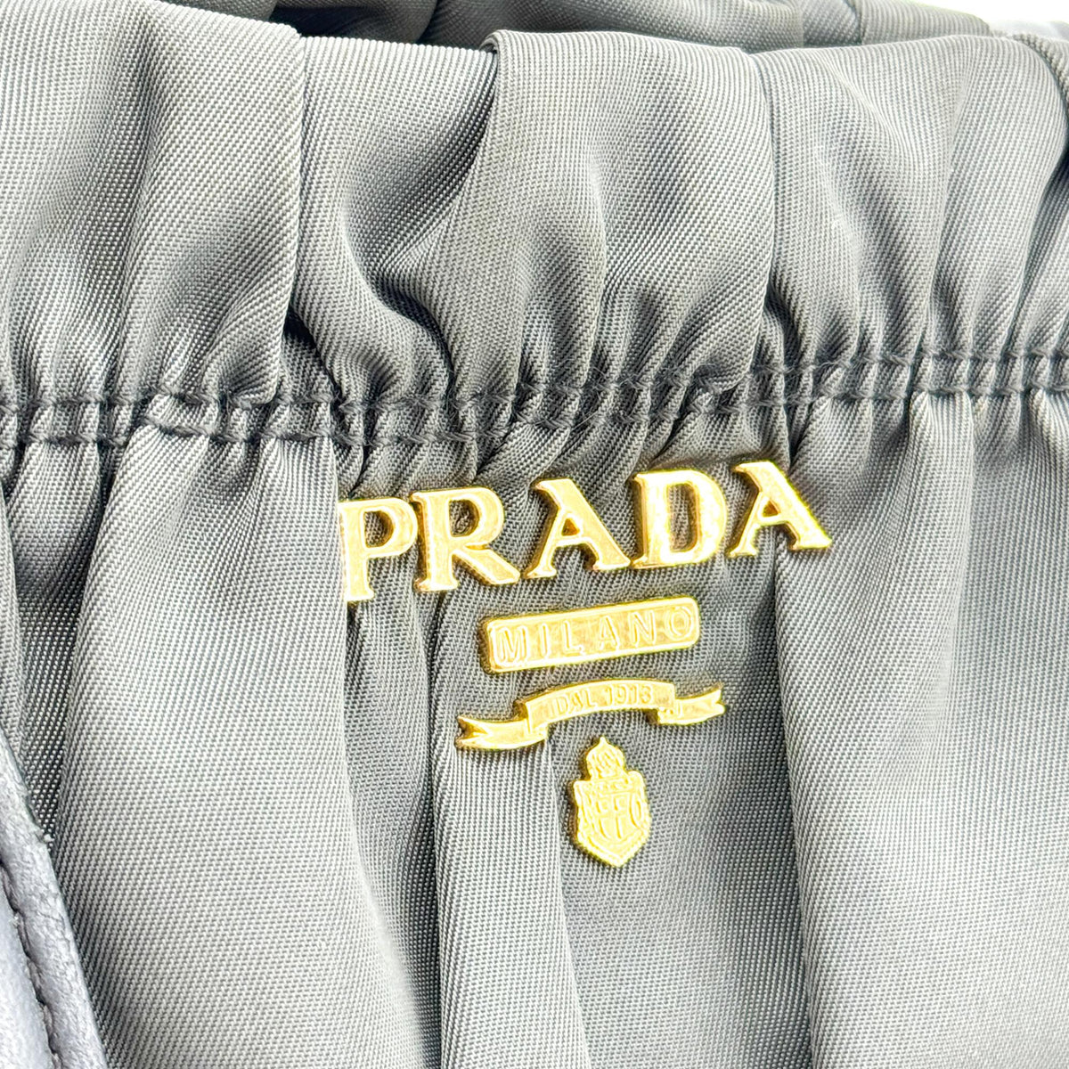 Prada Gaufre Nappa Leather Gray Nylon Tote Bag Bag (Pre-Owned)