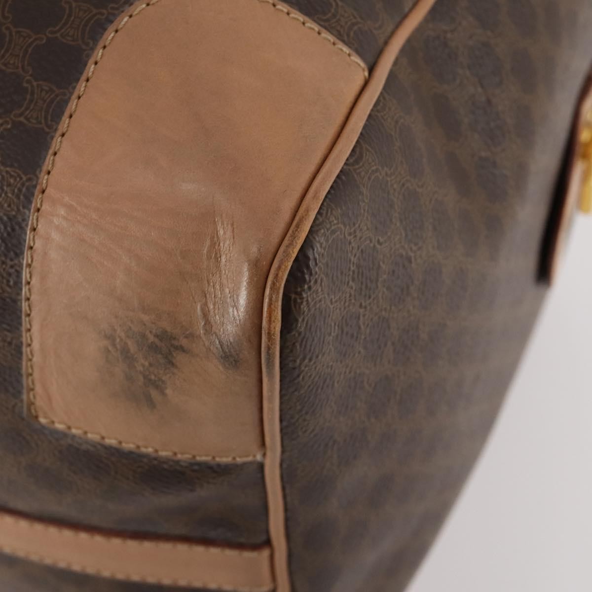 Celine Vintage Duffle Canvas And Leather Brown Canvas Travel Bag Bag (Pre-Owned)