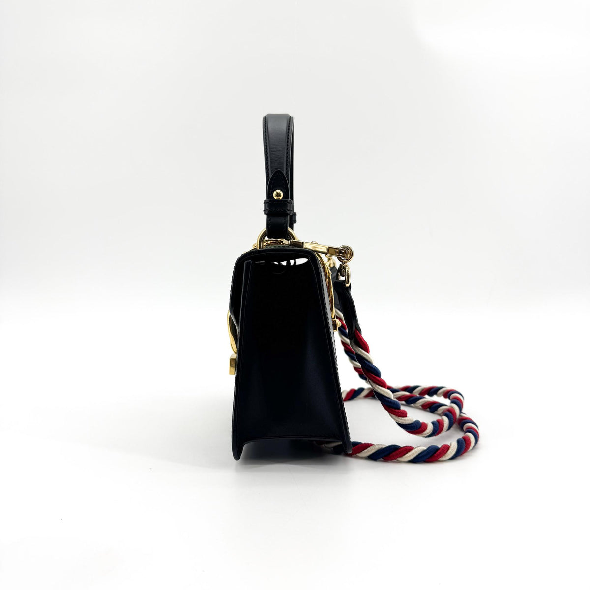 Gucci Sylvie Top Handle Leather Black Leather Handbag (Pre-Owned)