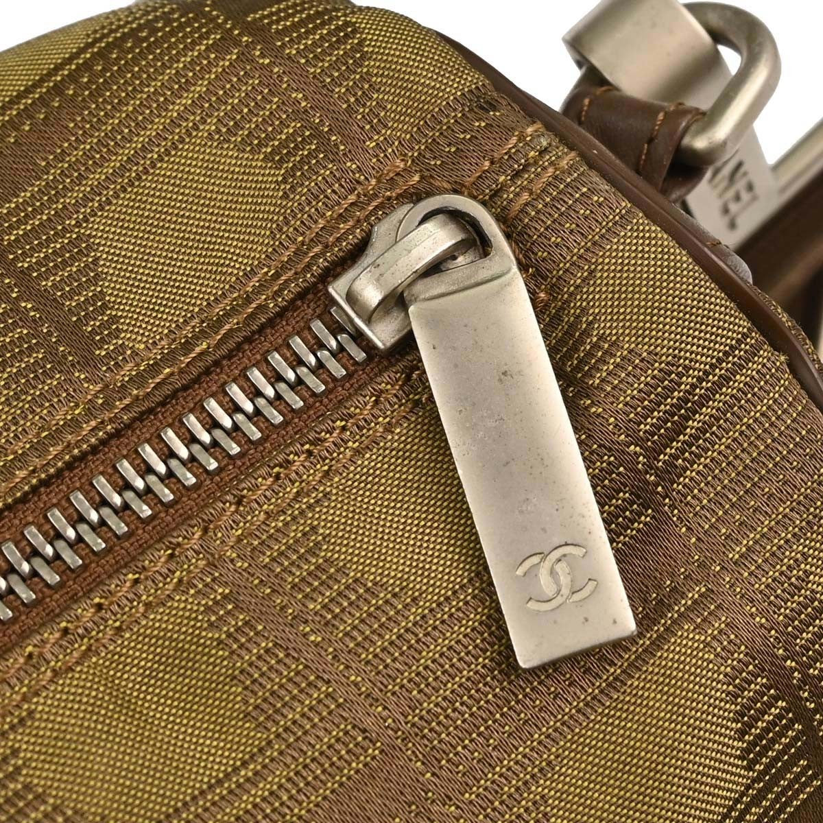 Chanel Travel Line Barrel Nylon Khaki Nylon Travel Bag Bag (Pre-Owned)