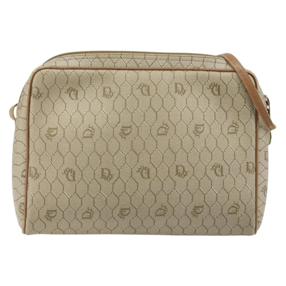 Christian Dior Vintage Honeycomb Canvas And Leather Beige Canvas Shoulder Bag Bag (Pre-Owned)