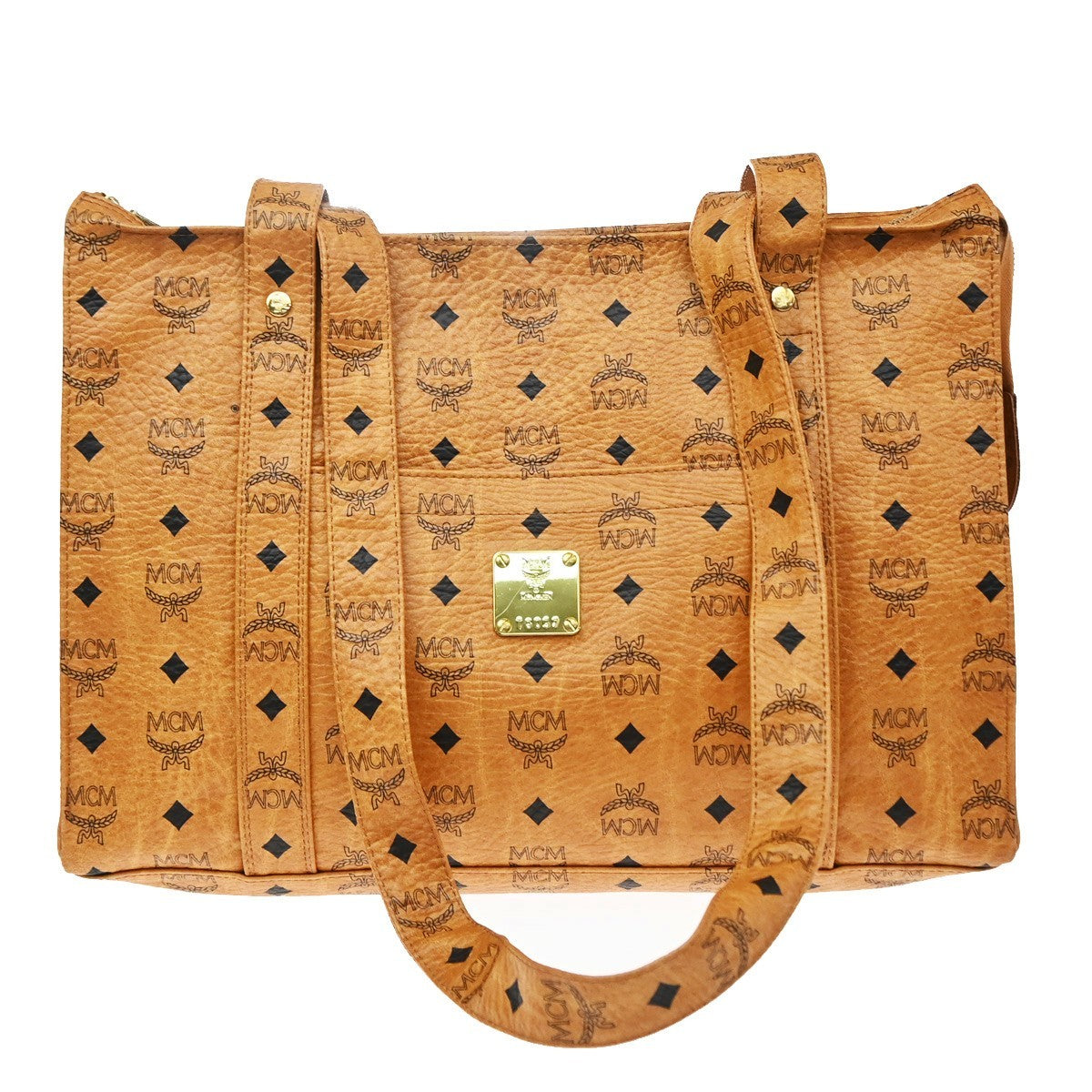 MCM Visetos Leather Brown Leather Shoulder Bag Bag (Pre-Owned)