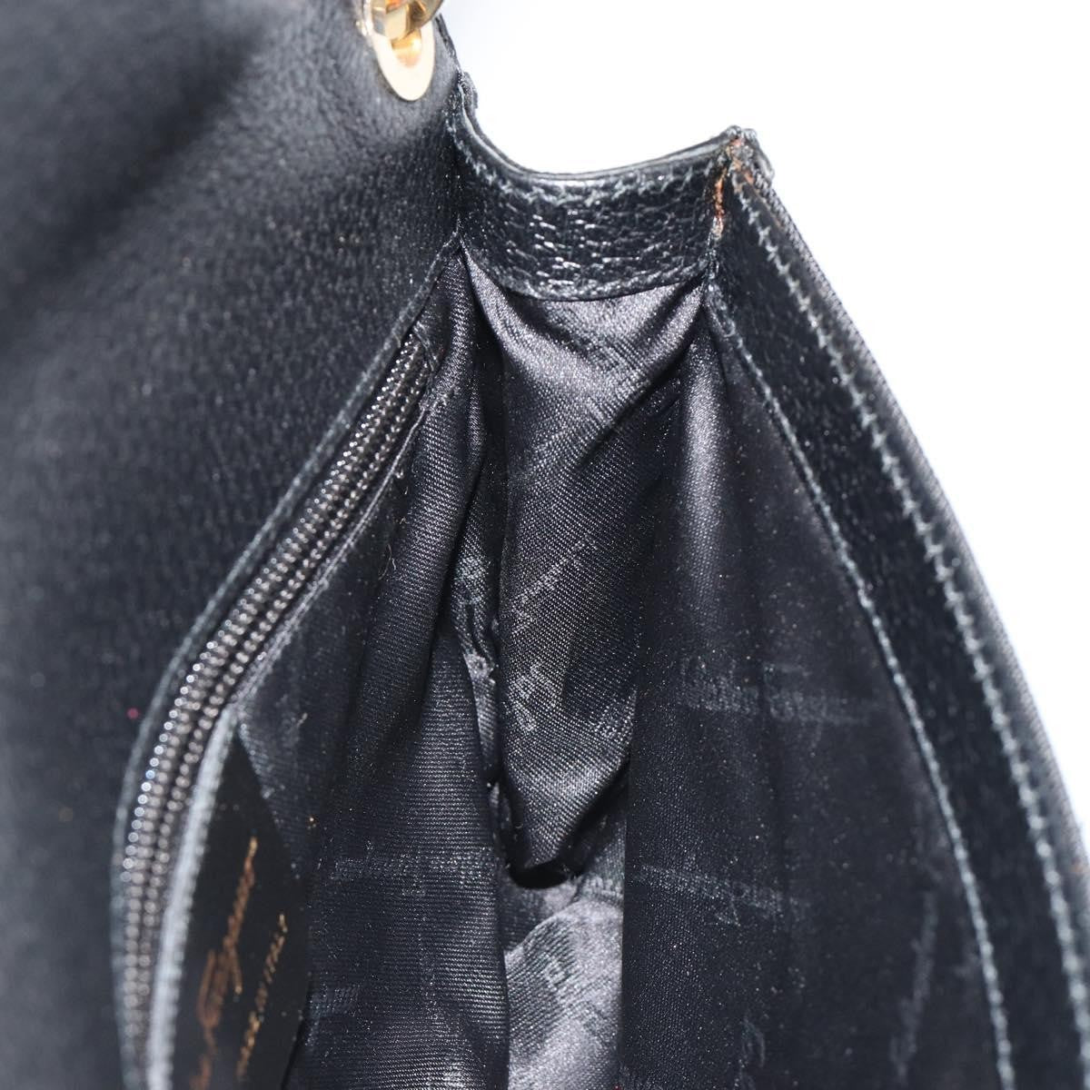 Salvatore Ferragamo Shoulder Bag Canvas Black Canvas Shoulder Bag Bag (Pre-Owned)