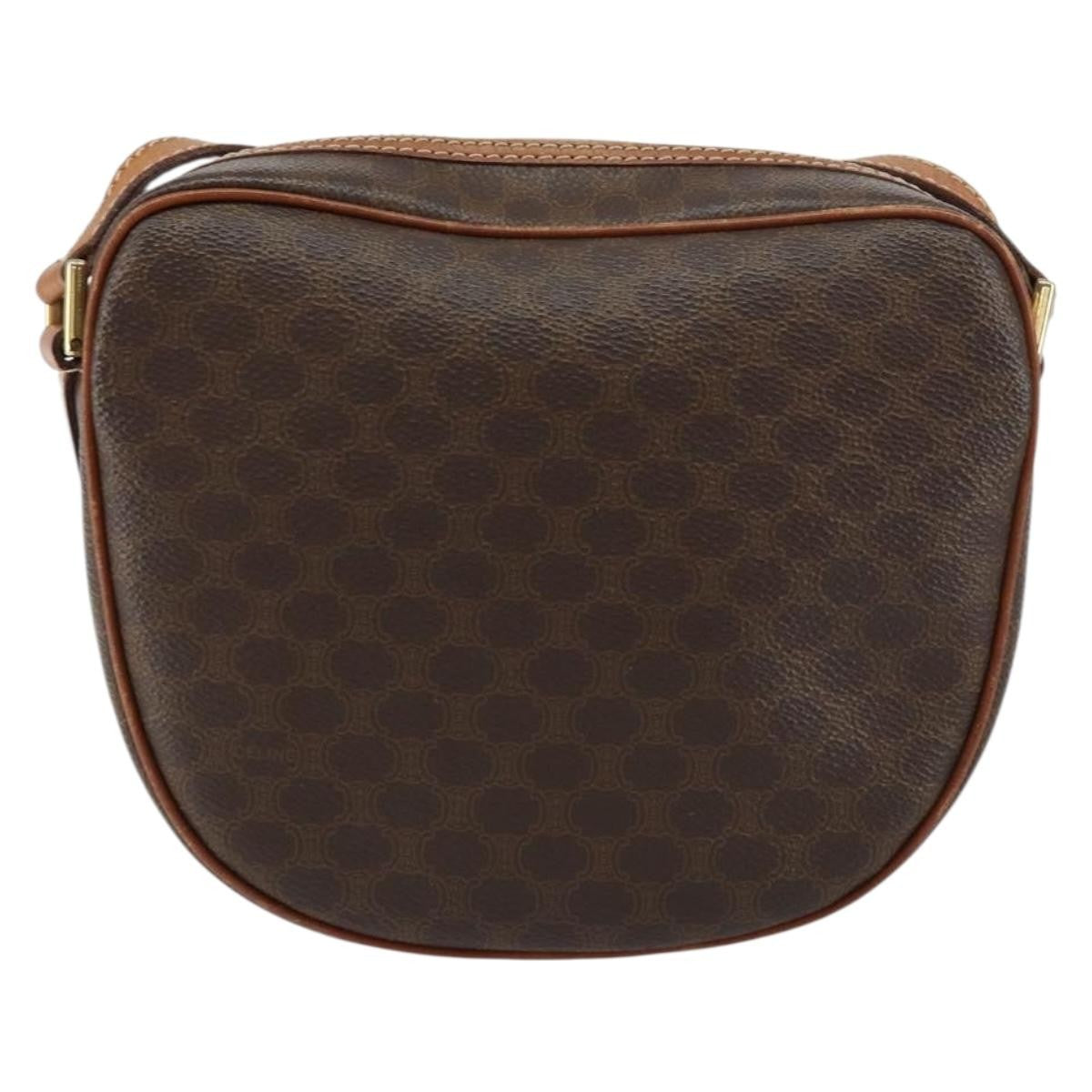 Celine Vintage Macadam Canvas And Leather Brown Canvas Shoulder Bag Bag (Pre-Owned)