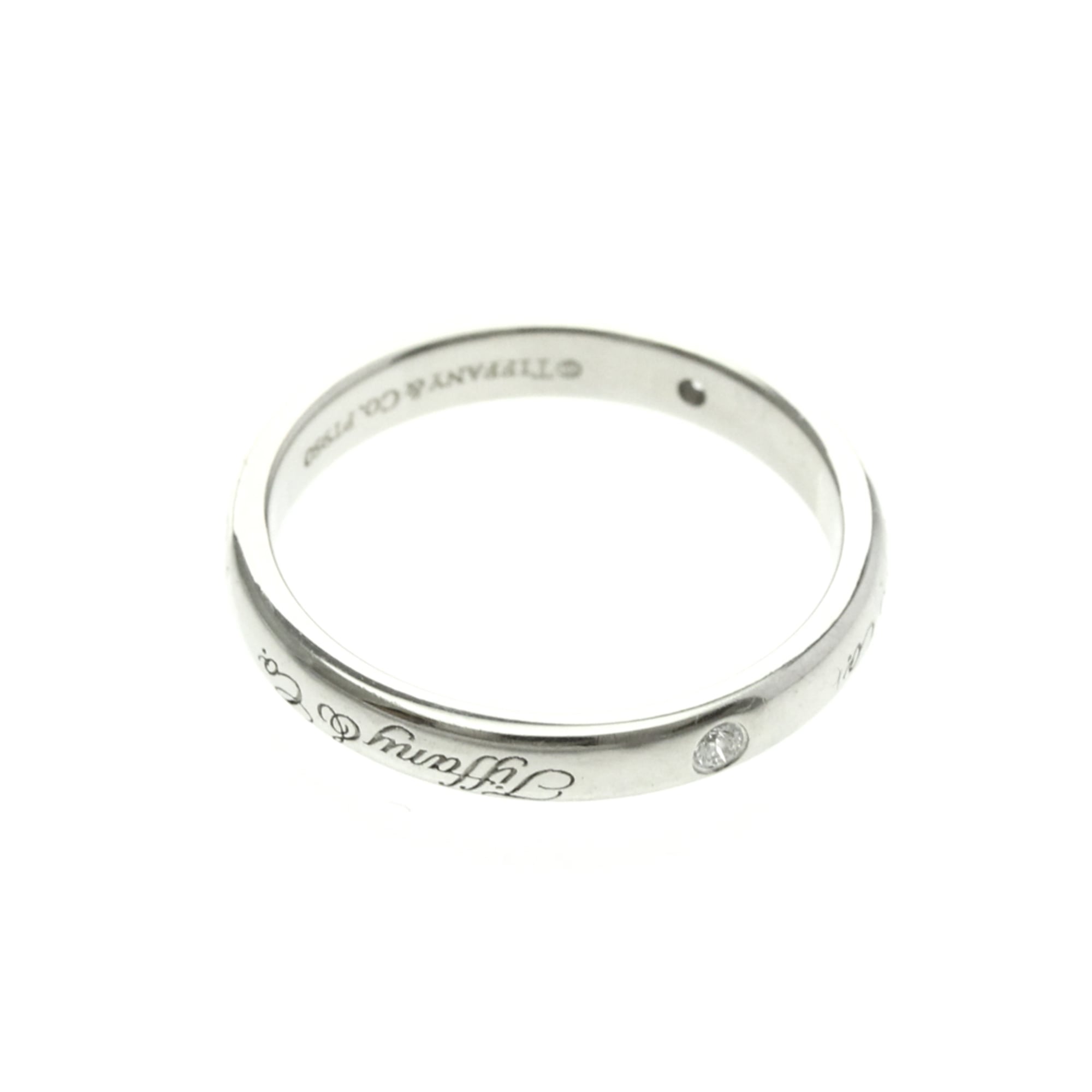 Tiffany & Co. Notes Wedding Band Platinum With Diamonds Silver Platinum Ring Jewelry (Pre-Owned)