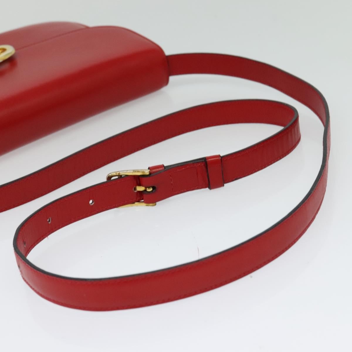 Celine Vintage Triomphe Shoulder Leather Red Leather Shoulder Bag Bag (Pre-Owned)