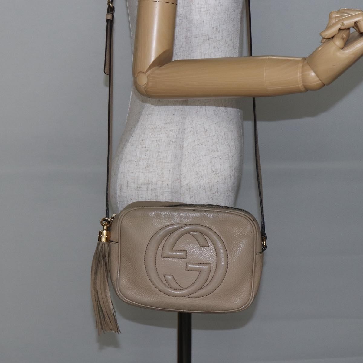 Gucci Soho Disco Leather Beige Leather Shoulder Bag Bag (Pre-Owned)